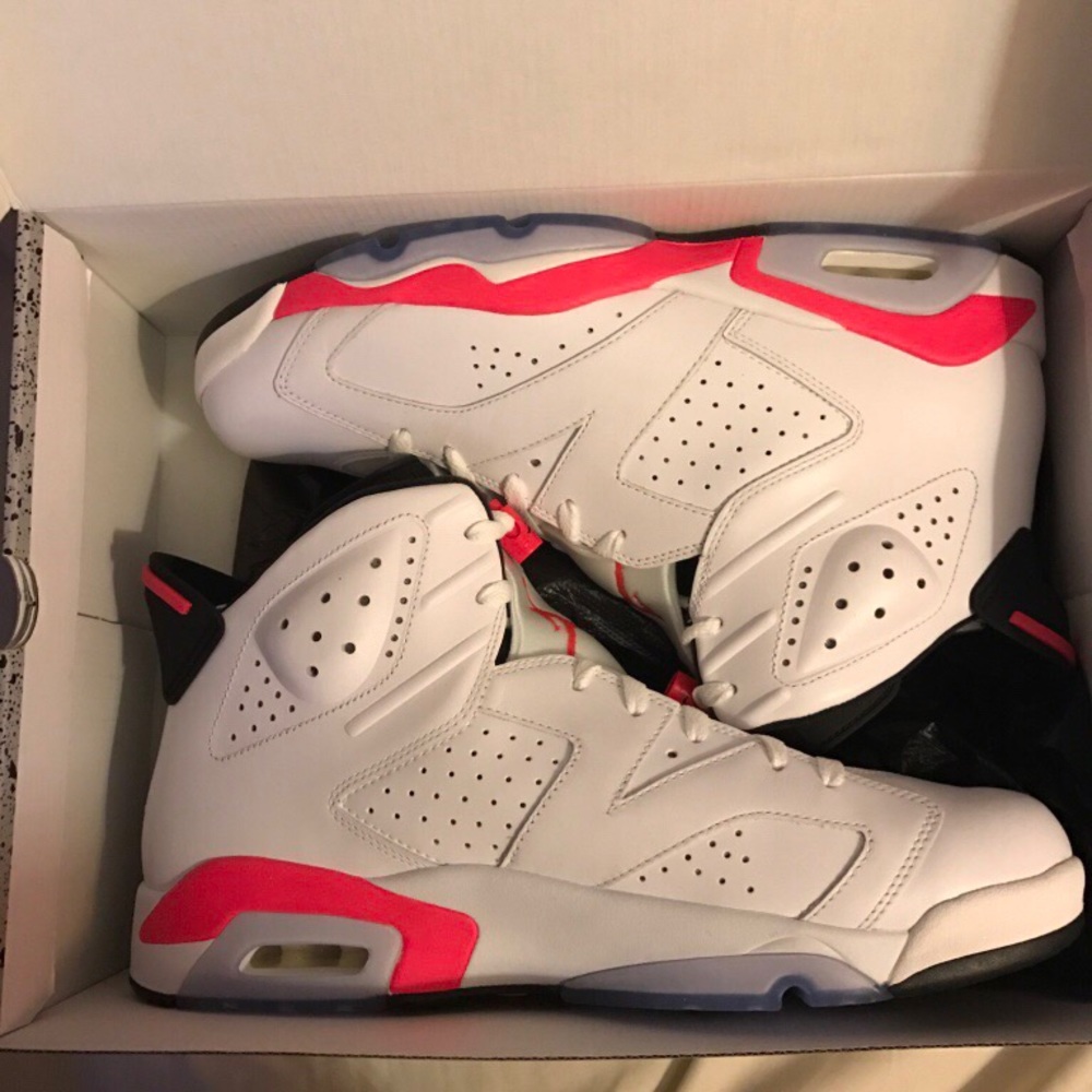 White infrared red/black Jordan’s.